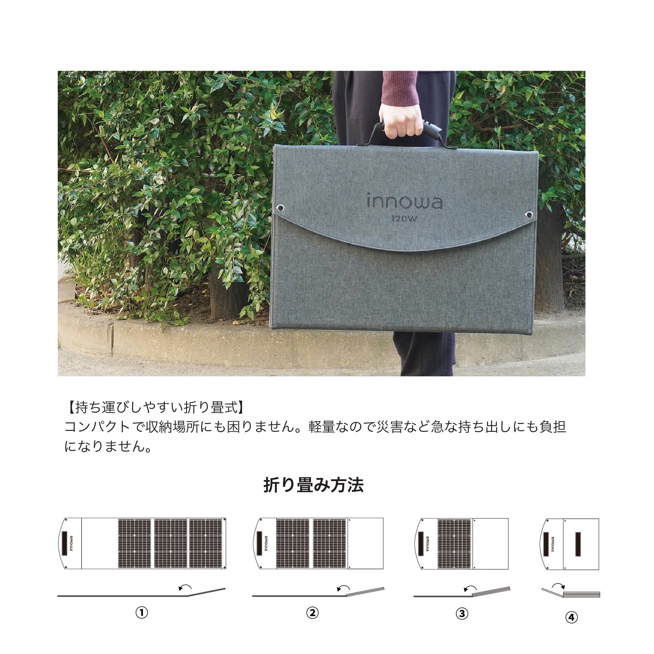 innowa ソーラーパネル120 キャンプや災害時に助かる 最大出力120Wの