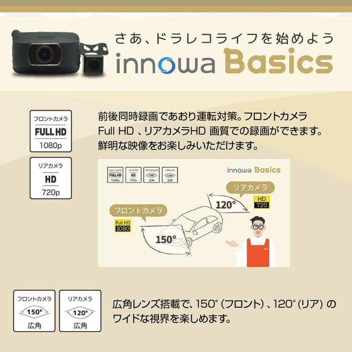 innowa Basics イノワ ベーシック 前後2カメラ ドライブレコーダー